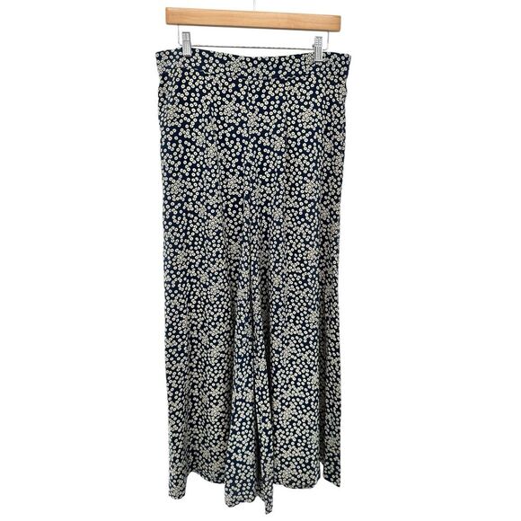 Anthropologie Edme & Esyllte 100% Silk Blue Print Wide‎ Leg Pant Sz 2 Relaxed - Picture 1 of 8